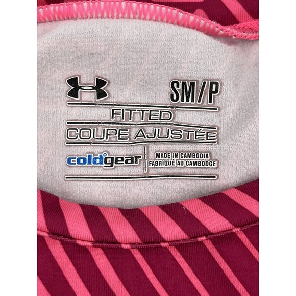 under armour Cold Gear Fitted Coupe Size Small Compression Fitted S Pink Striped - Picture 3 of 7